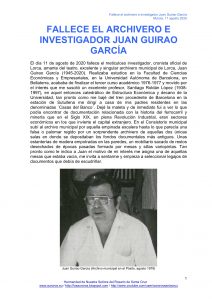 FALLECE EL ARCHIVERO E INVESTIGADOR JUAN GUIRAO GARCÍA