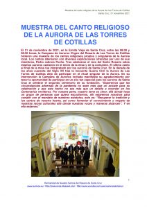 MUESTRA DEL CANTO RELIGIOSO DE LA AURORA DE LAS TORRES DE COTILLAS