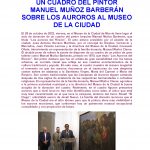 CRÓNICA DE LA DONACIÓN DE UN CUADRO DEL PINTOR  MANUEL MUÑOZ BARBERÁN SOBRE LOS AUROROS AL MUSEO DE LA CIUDAD