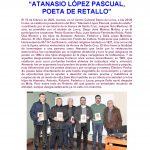 PRESENTACIÓN DEL LIBRO “ATANASIO LÓPEZ PASCUAL, POETA DE RETALLO”