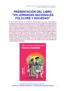 PRESENTACIÓN DEL LIBRO “VIII JORNADAS NACIONALES FOLCLORE Y SOCIEDAD”